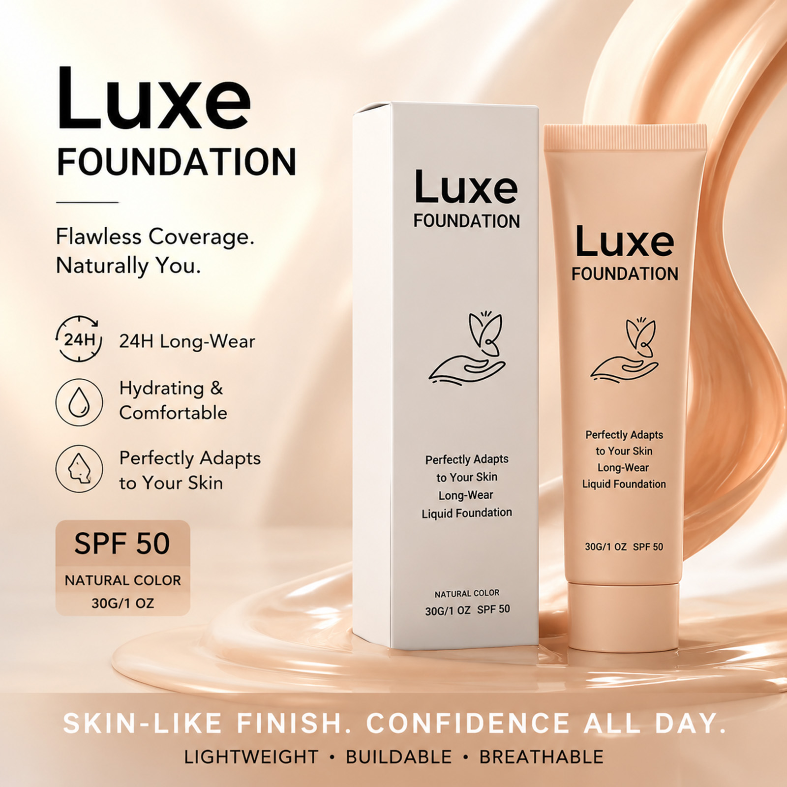 Beauty Makeup Cream - Foundation Pengubah Warna SPF 50+ Tahan