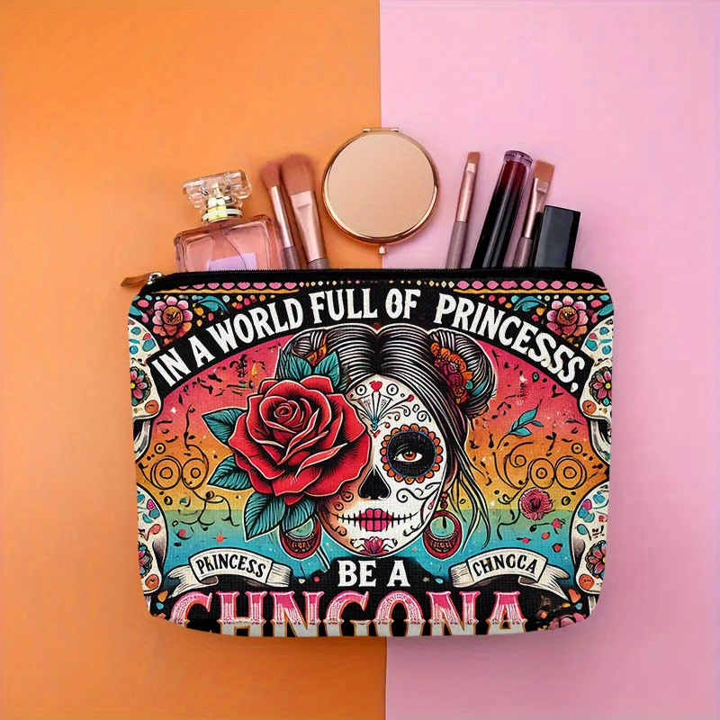 Beauty Makeup Women - Tas kosmetik bunga dan tengkorak -