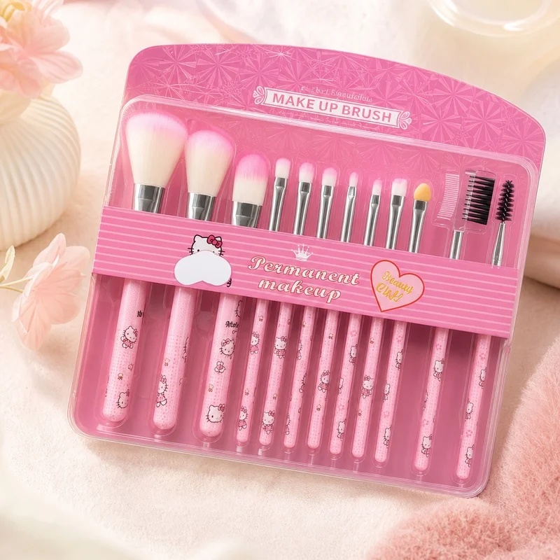 Set Kuas Makeup Hello Kitty 12 - Beauty Queen Makeup ulasan dan harga